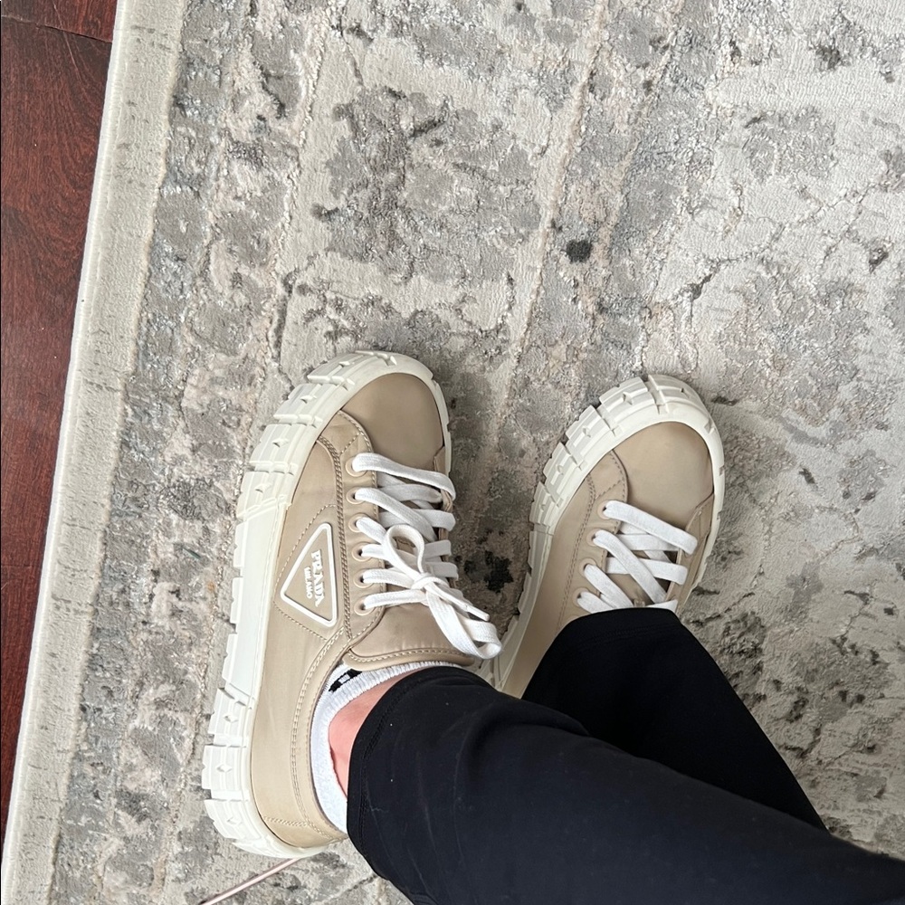 Prada Women's Cream Platform Sneakers - Picture 9 of 13
